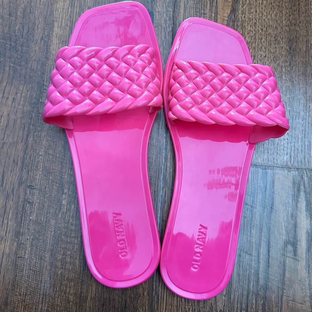 Old Navy Women's Bright Pink Braided Slide Sandals